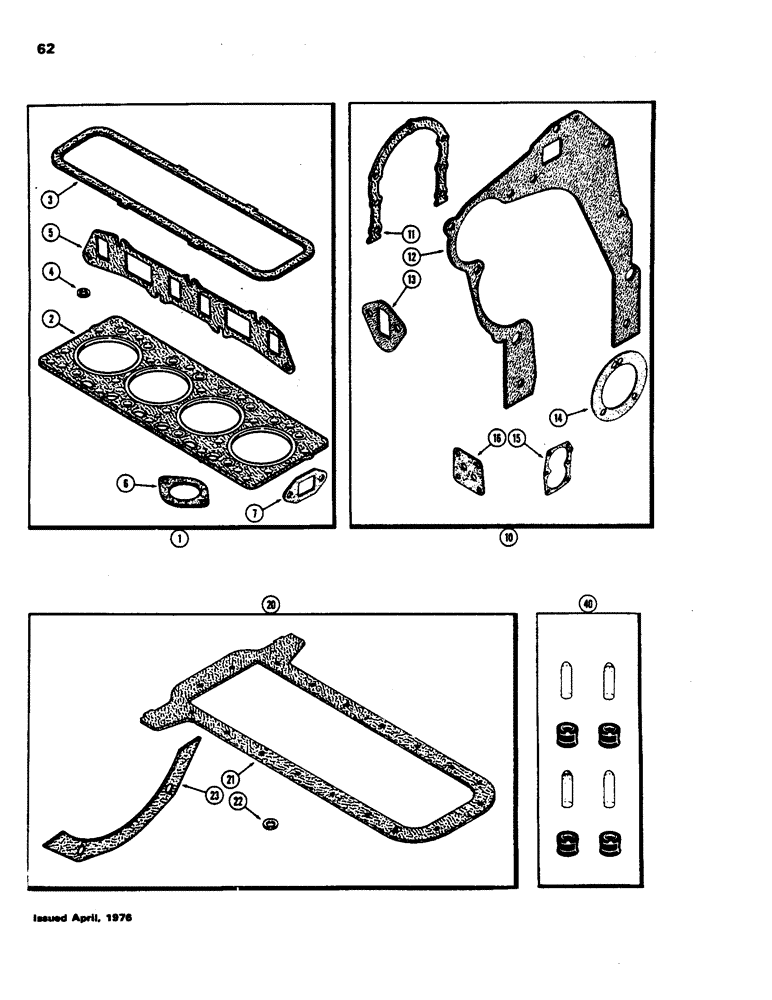 Схема запчастей Case 480B - (062) - ENGINE GASKET KITS, (148B) SPARK IGNITION ENGINE 