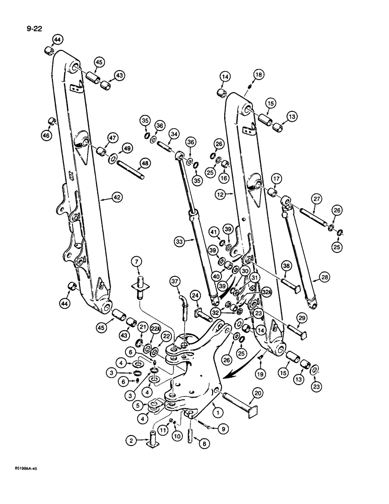 Схема запчастей Case 26D - (9-22) - SWING TOWER AND BOOM, 14 FOOT BACKHOE MODELS 