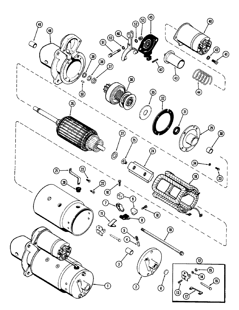 Схема запчастей Case 580 - (073A) - A36583 STARTER, (188) DIESEL ENGINE, USED W/STANDARD CLUTCH (55) - ELECTRICAL SYSTEMS