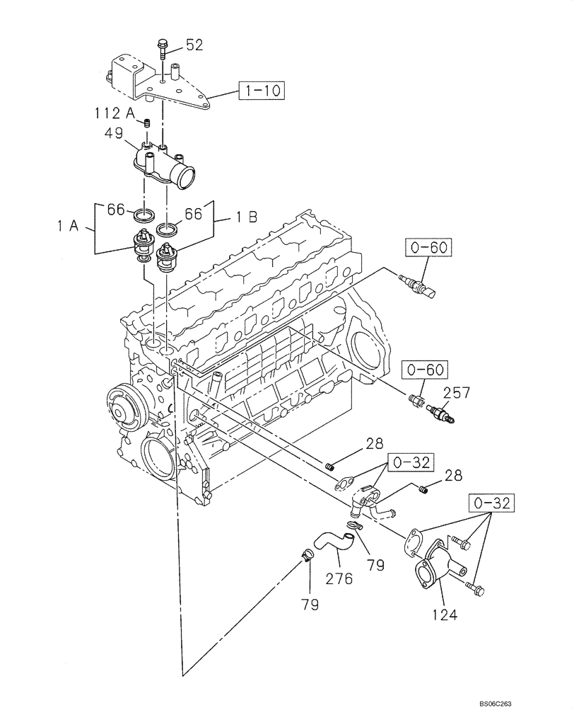 Схема запчастей Case CX350B - (02-23) - ENGINE WATER CIRCUIT - THERMOSTAT (02) - ENGINE