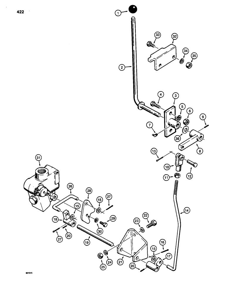 Схема запчастей Case 480D - (422) - BACKHOE BOOM LOCK CONTROL, 480D MODELS ONLY (84) - BOOMS, DIPPERS & BUCKETS