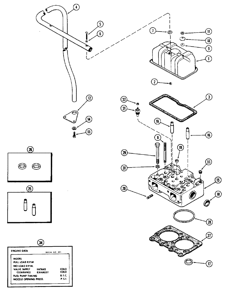 Схема запчастей Case 680CK - (014) - CYLINDER HEAD AND COVER, (267B) DIESEL ENGINE (10) - ENGINE