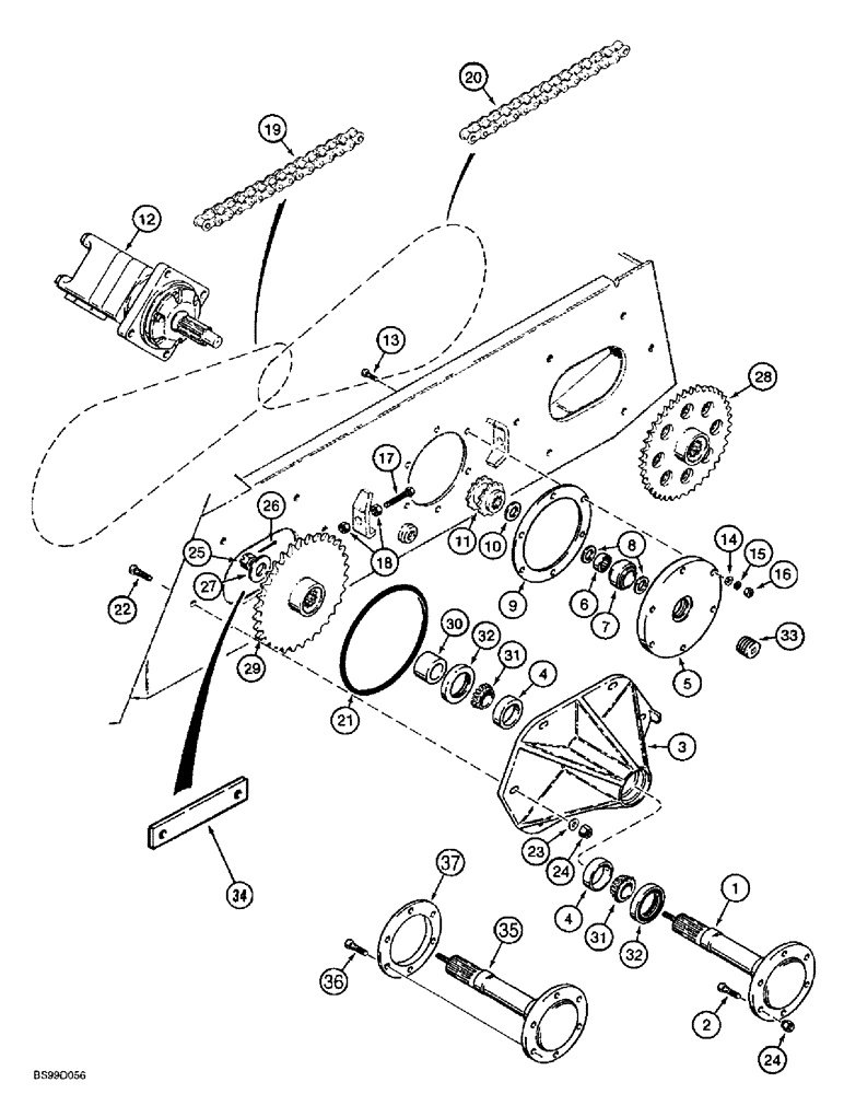 Схема запчастей Case 1838 - (6-22) - AXLES AND DRIVE CHAINS (06) - POWER TRAIN