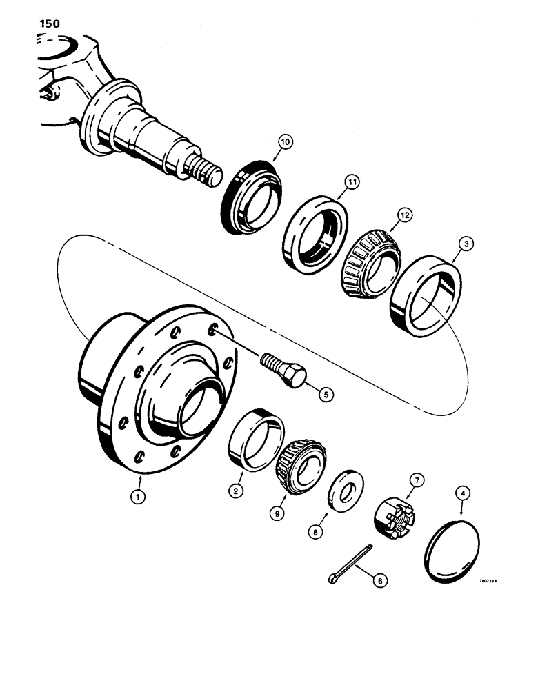 Схема запчастей Case 480D - (150) - FRONT WHEEL HUB AND BEARINGS (25) - FRONT AXLE SYSTEM