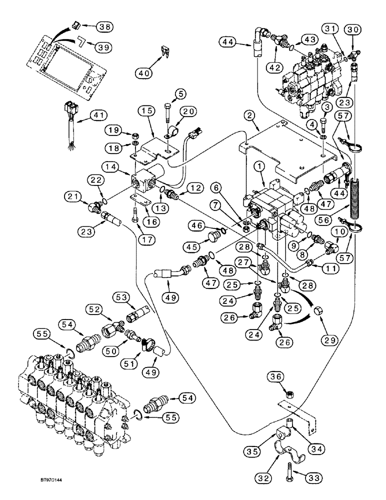 Схема запчастей Case 590L - (8-058) - BASIC AUX. HYD., MODELS W/ OR W/O EXTENDABLE DIPPER, TRAC. P.I.N. JJG0209066 & AFTER (08) - HYDRAULICS