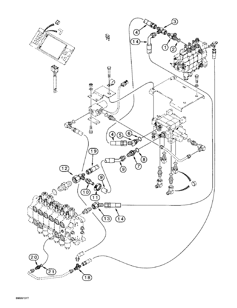 Схема запчастей Case 590L - (8-050) - BASIC AUX. HYD., MODELS WITH STD. DIPPER, ALTERNATE CONFIGURATION, PRIOR TO TRAC. P.IN. JJG0209066 (08) - HYDRAULICS