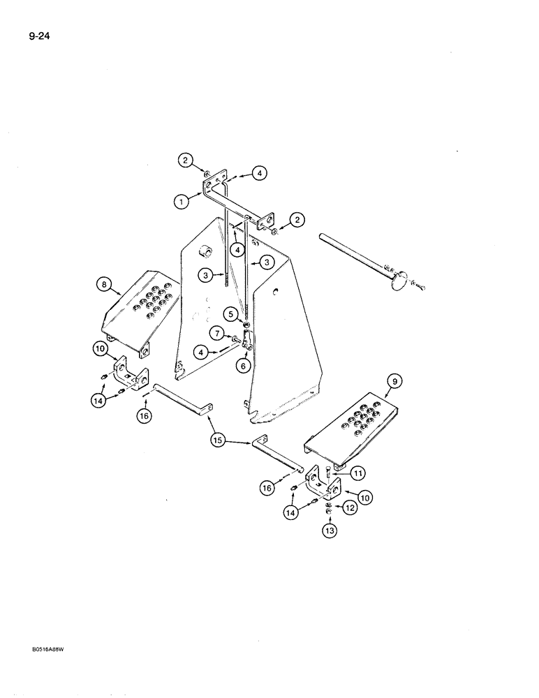 Схема запчастей Case 780D - (9-024) - BACKHOE CONTROLS WITH FOOT SWING, SWING PEDALS AND MOUNTING (09) - CHASSIS/ATTACHMENTS