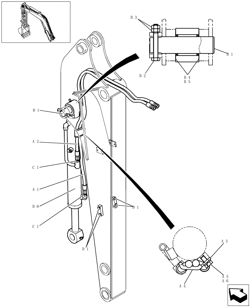 Схема запчастей Case CX31B - (876-01[1]) - ARM HYD.LINES (1,47M) (35) - HYDRAULIC SYSTEMS