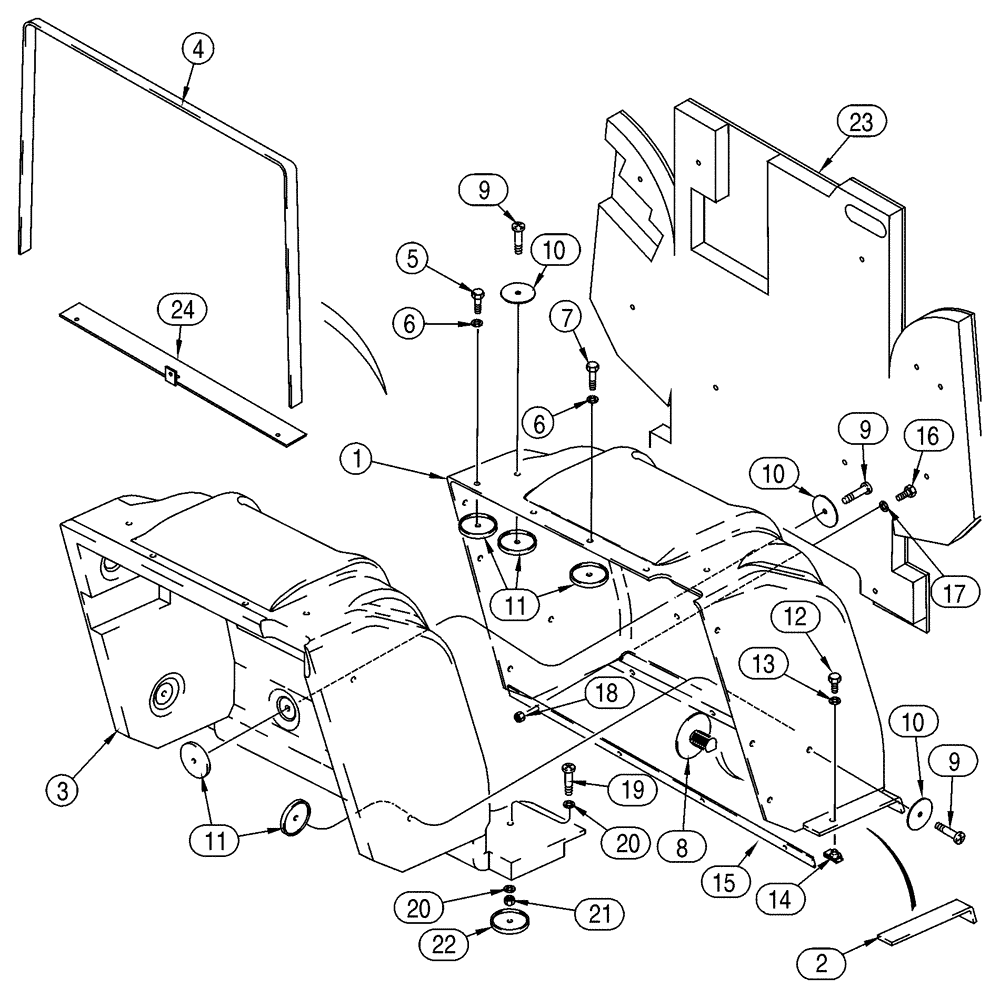 Схема запчастей Case 75XT - (09-39) - CANOPY, ROPS - HEAT SHIELD (09) - CHASSIS