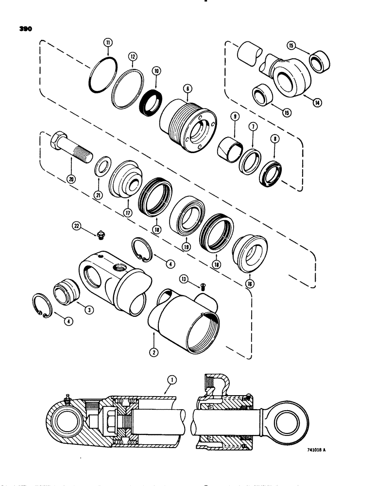 Схема запчастей Case 580C - (390) - G34470 AND G34471 BACKHOE STABILIZER CYLINDERS, WITH TWO PIECE PISTON (08) - HYDRAULICS