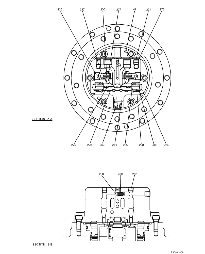 Схема запчастей Case CX50B - (07-024) - MOTOR ASSY, (PROPELLING) (PH15V00012F1) ELECTRICAL AND HYDRAULIC COMPONENTS