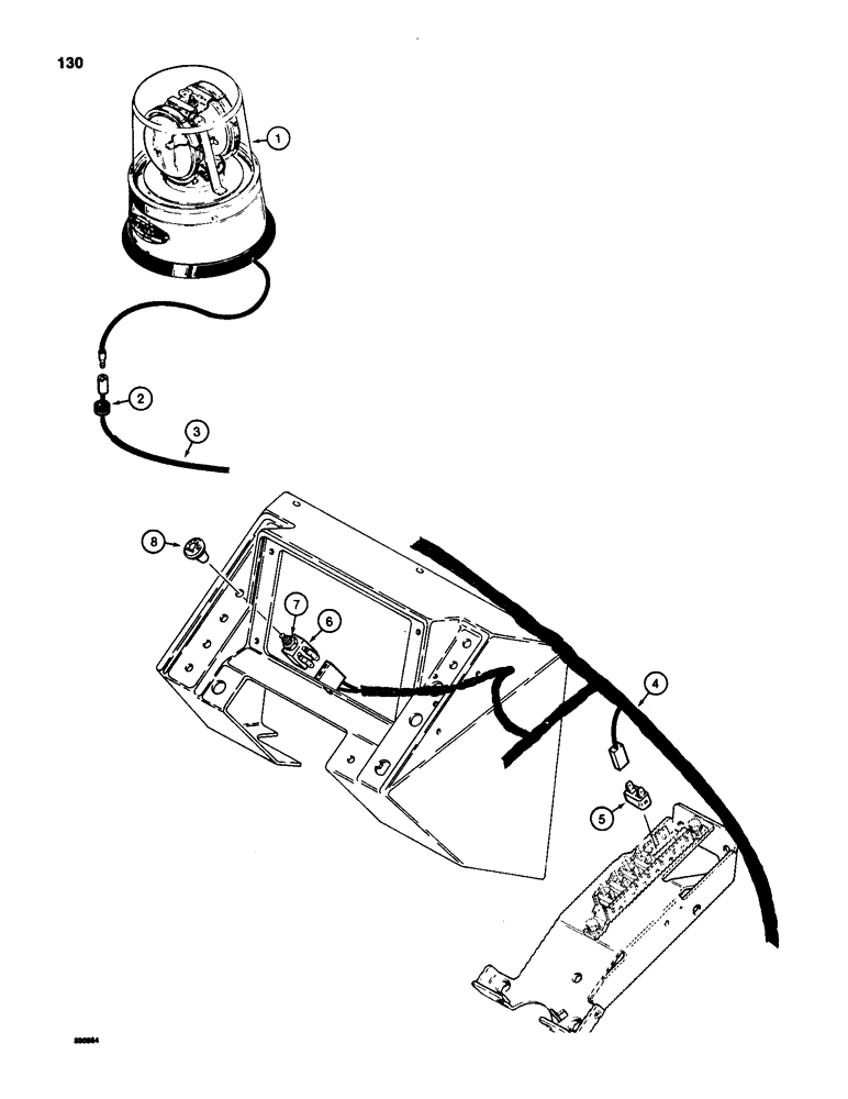 Схема запчастей Case 580D - (130) - ROTATING BEACON AND CIRCUIT (04) - ELECTRICAL SYSTEMS