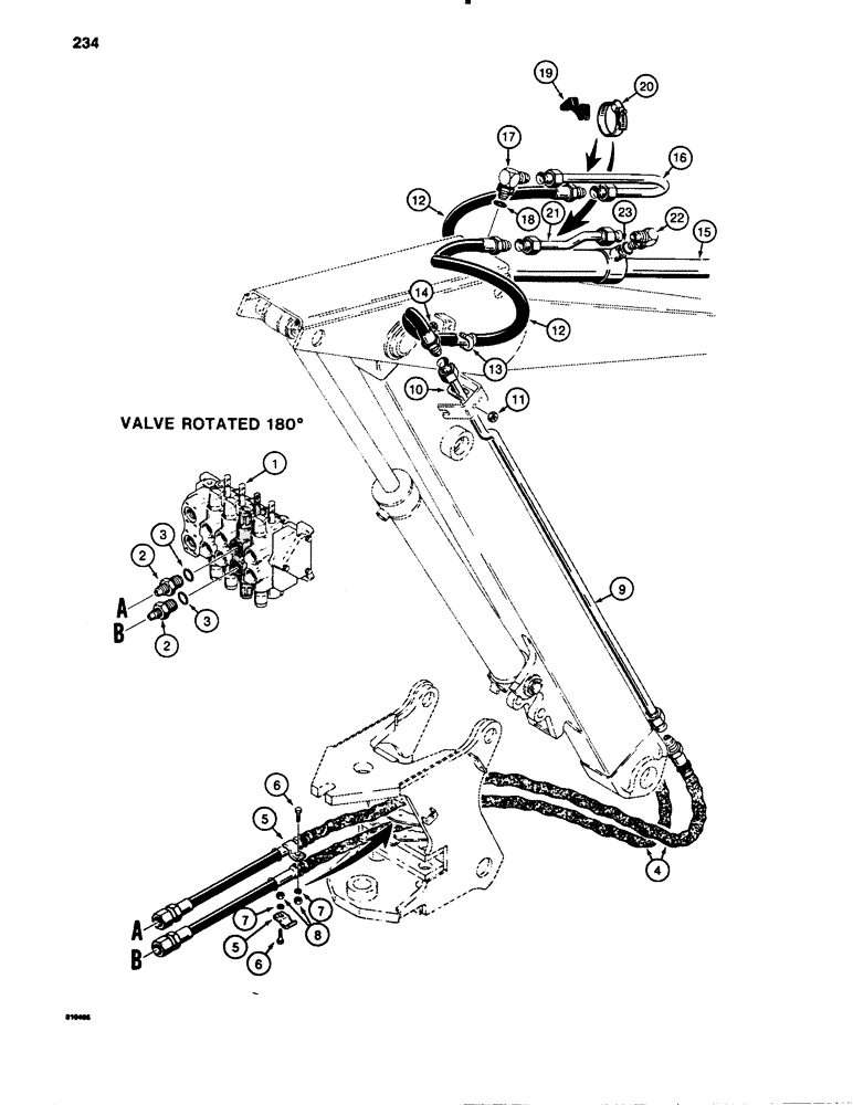 Схема запчастей Case 780B - (234) - BACKHOE BUCKET CYLINDER HYDRAULIC CIRCUIT (08) - HYDRAULICS