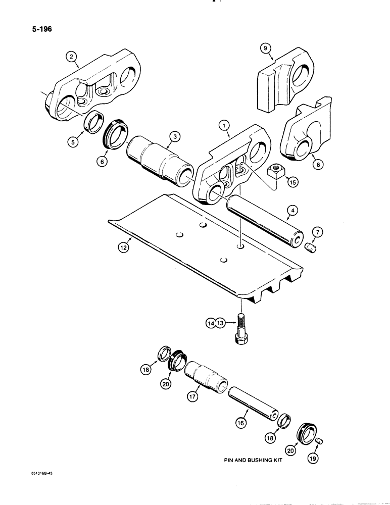 Схема запчастей Case 1455B - (5-196) - CASE LUBRICATED TRACK CHAIN, IF USED, WITH SPLIT MASTER (11) - TRACKS/STEERING