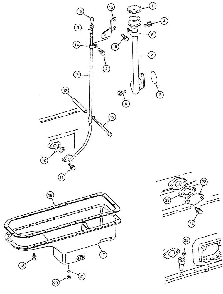 Схема запчастей Case 9050B - (2-36) - OIL PAN, FILLER AND DIPSTICK, 6D22-T ENGINE (02) - ENGINE