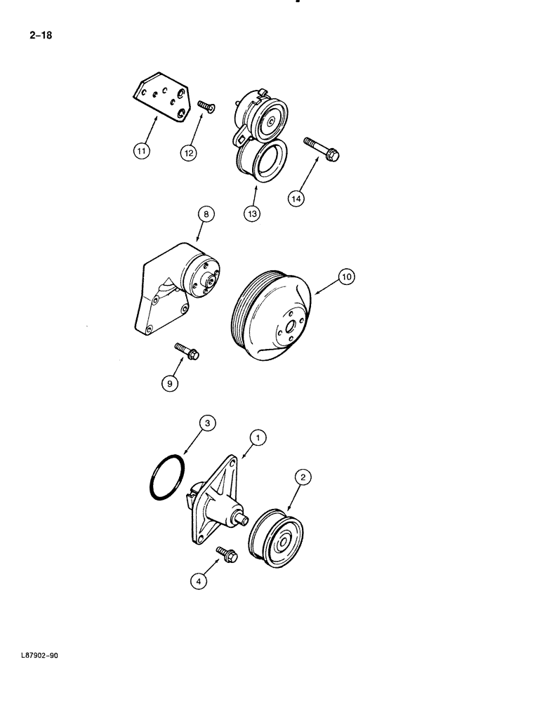 Схема запчастей Case 888 - (2-018) - WATER PUMP SYSTEM, 6T-590 DIESEL ENGINE (02) - ENGINE