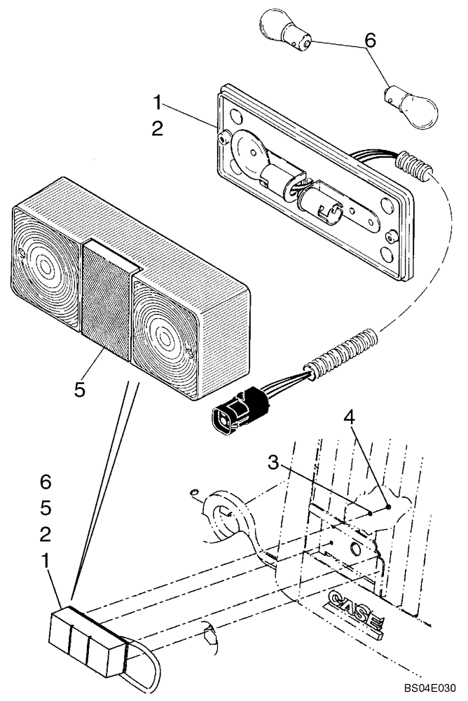 Схема запчастей Case 721D - (04-20) - LAMP ASSY- REAR LIGHTS AND MOUNTING - IF USED (04) - ELECTRICAL SYSTEMS