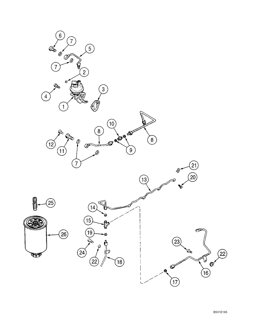 Схема запчастей Case 60XT - (03-07) - FUEL FILTER - PUMP, TRANSFER, 4-390 EMISSIONS CERTIFIED ENGINE (03) - FUEL SYSTEM