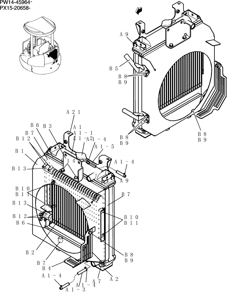 Схема запчастей Case CX36B - (034-01[1]) - RADIATOR ASSEMBLY (05) - SUPERSTRUCTURE