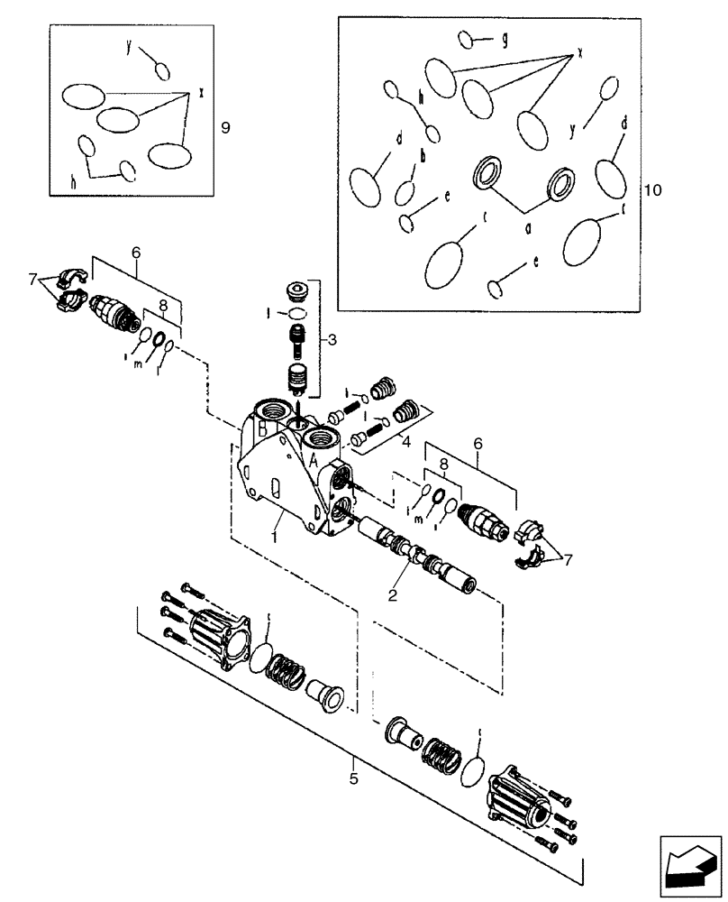 Схема запчастей Case 580SM - (35.150.13) - VALVE SECTION - OPTIONS, AUXILIARY HYDRAULICS (WITH PILOT CONTROLS) (35) - HYDRAULIC SYSTEMS