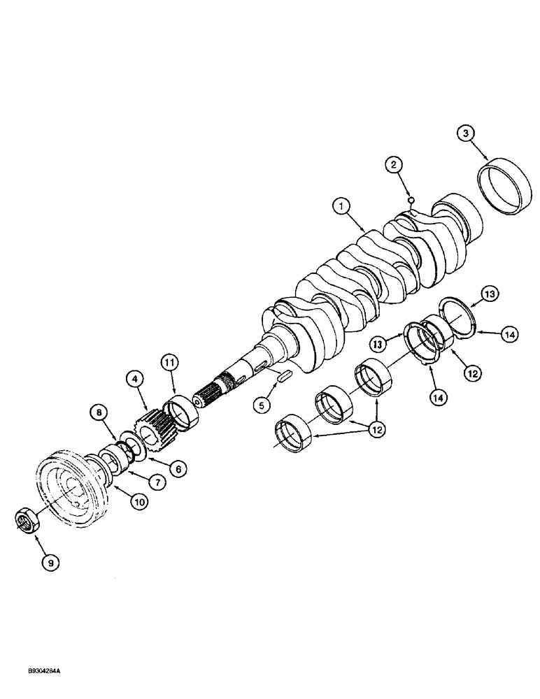 Схема запчастей Case 560 - (2-22) - CRANKSHAFT, KUBOTA V2203 ENGINE, PRIOR TO P.I.N. JAF0295741 (02) - ENGINE