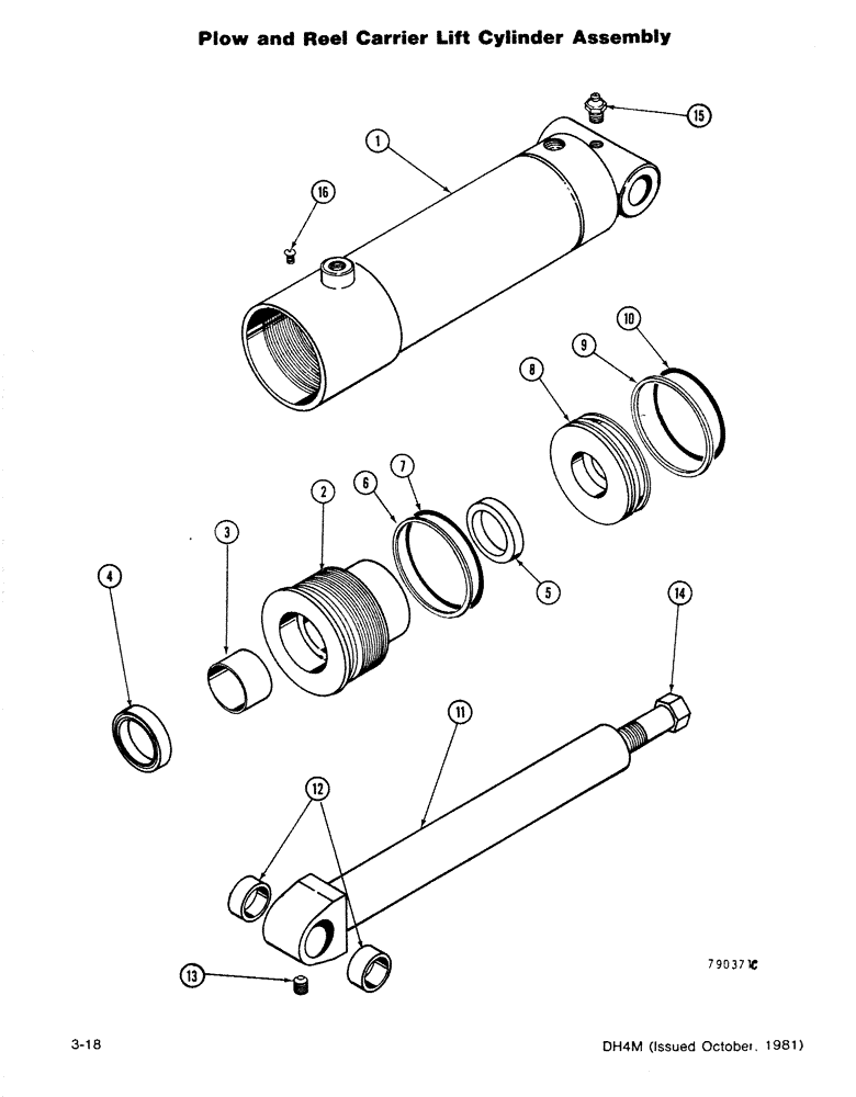 Схема запчастей Case DH4 - (3-18) - PLOW AND REEL LIFT CYLINDER ASSEMBLY (35) - HYDRAULIC SYSTEMS