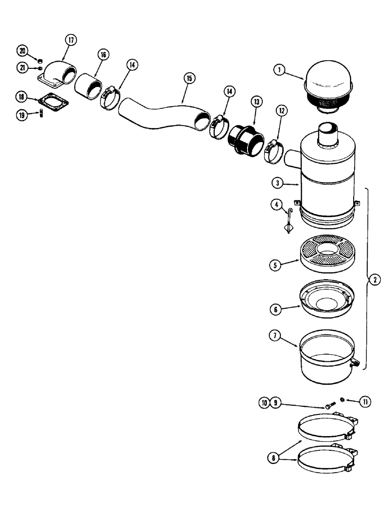 Схема запчастей Case W12 - (040) - OIL BATH AIR CLEANER, LATE PRODUCTION (02) - ENGINE