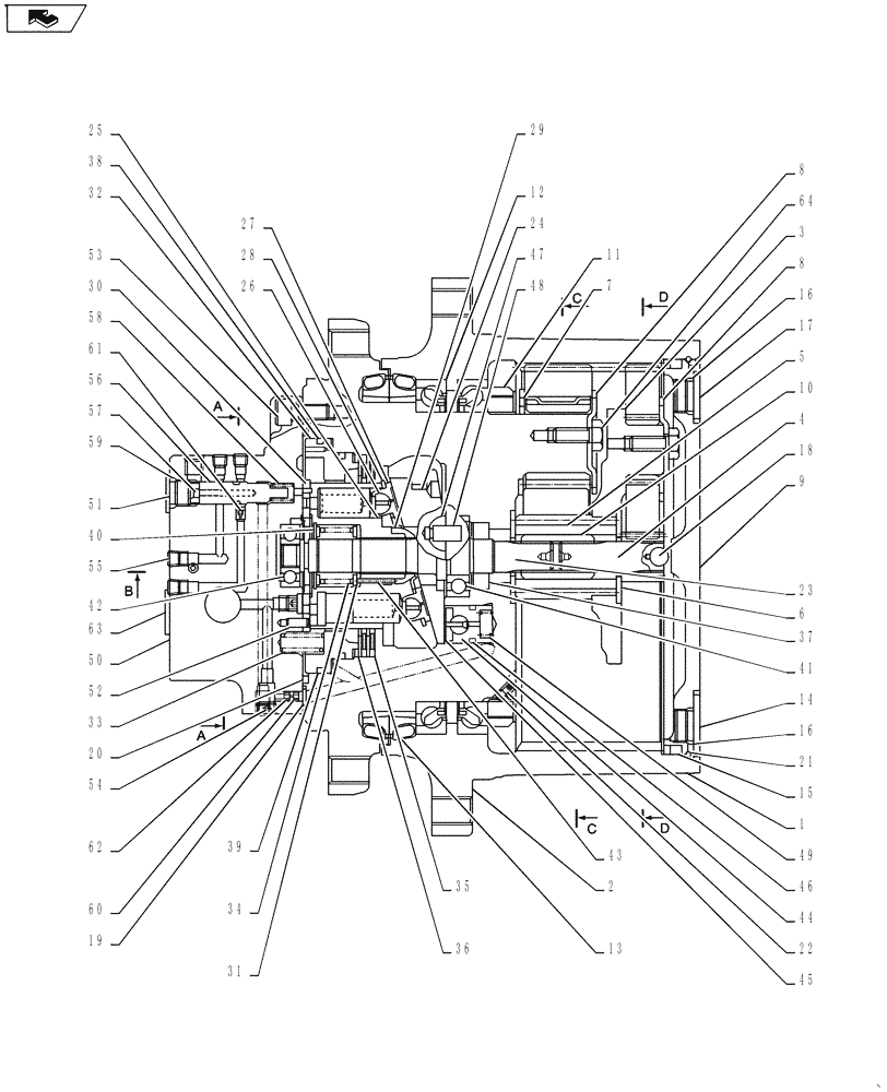 Схема запчастей Case CX55BMSR - (02-017[02]) - MOTOR INSTALL, PROPEL (35) - HYDRAULIC SYSTEMS