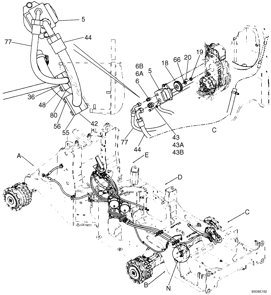 Схема запчастей Case 721E - (07-03) - HYDRAULICS - BRAKE, MAIN - PUMP (07) - BRAKES