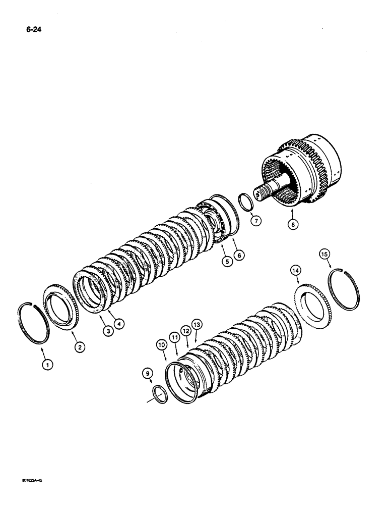 Схема запчастей Case W14C - (6-24) - TRANSMISSION, FORWARD AND SECOND CLUTCH (06) - POWER TRAIN