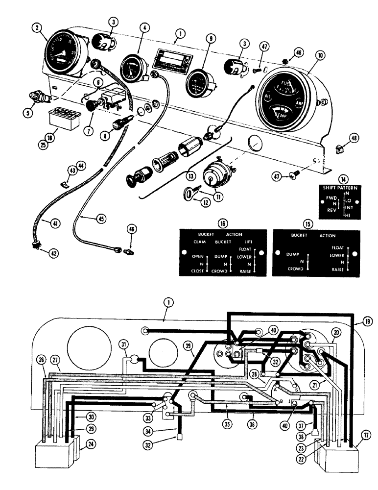 Схема запчастей Case W12 - (048) - INSTRUMENT PANEL W/GENERATOR OR HEAVY DUTY ALTERNATOR (04) - ELECTRICAL SYSTEMS