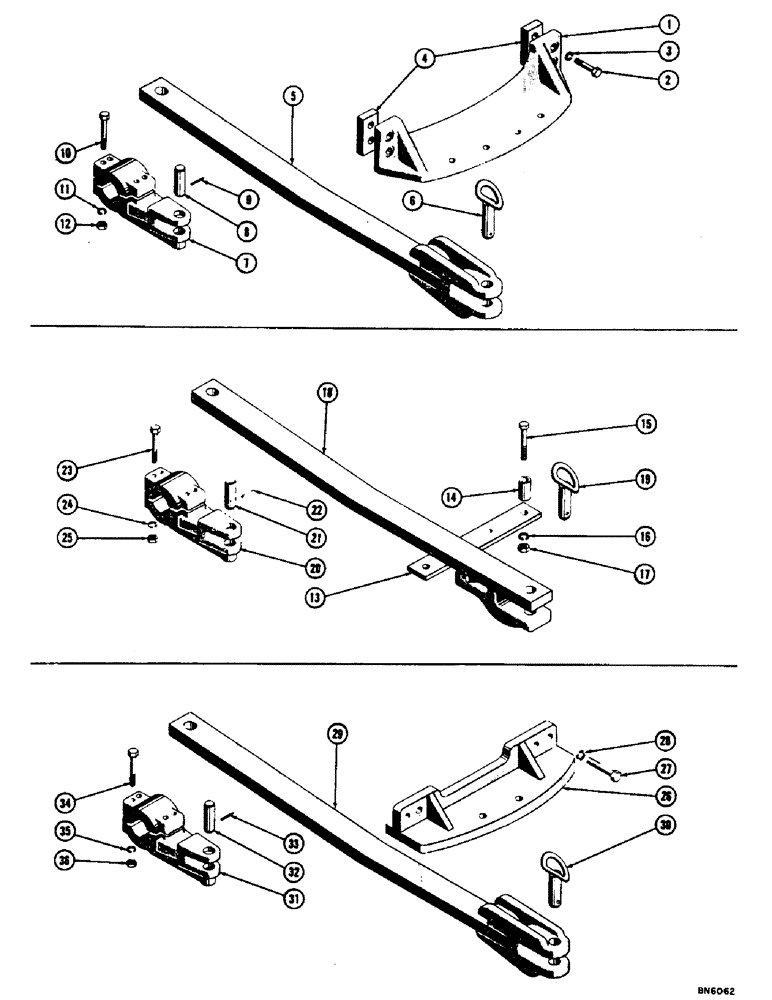 Схема запчастей Case 1000 - (182) - DRAWBARS (05) - UPPERSTRUCTURE CHASSIS