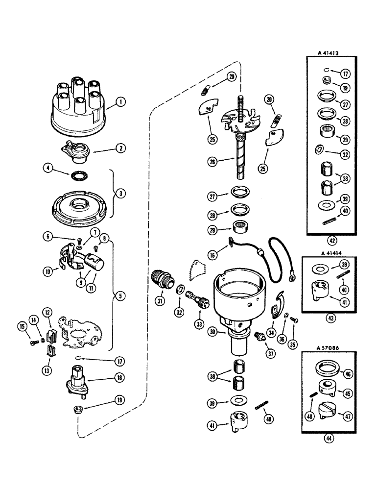 Схема запчастей Case W8B - (063E) - A57082 DISTRIBUTOR, WITH CENTER MOUNTED OIL PUMP (01) - ENGINE