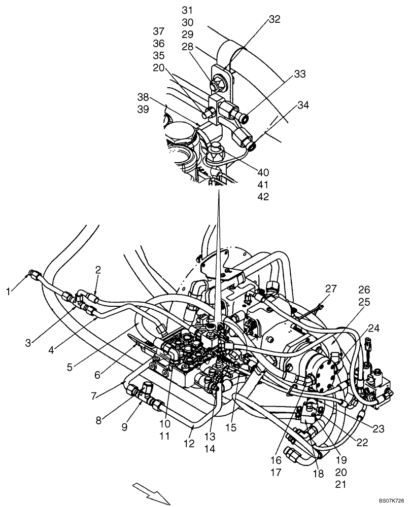 Схема запчастей Case 440 - (06-18) - HYDROSTATICS - MANIFOLD/CONTROL VALVE (440 WITH PILOT CONTROL) (06) - POWER TRAIN