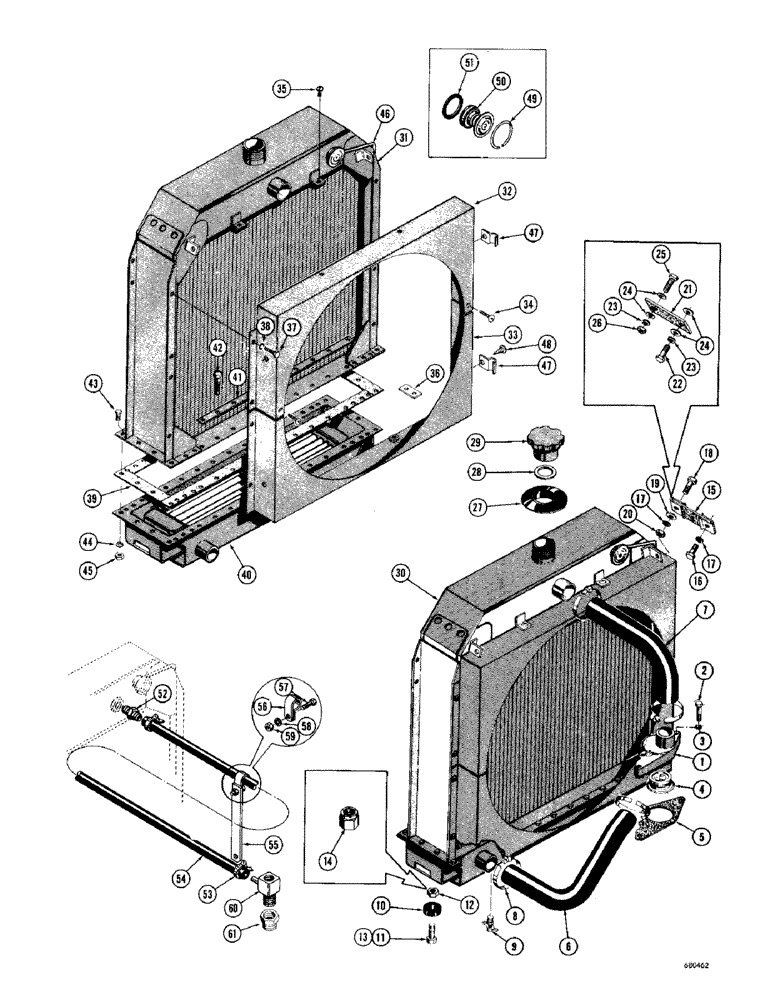 Схема запчастей Case 1000D - (064) - R21832 RADIATOR, USED BEFORE TRACTOR SERIAL NO. 7104001 (01) - ENGINE