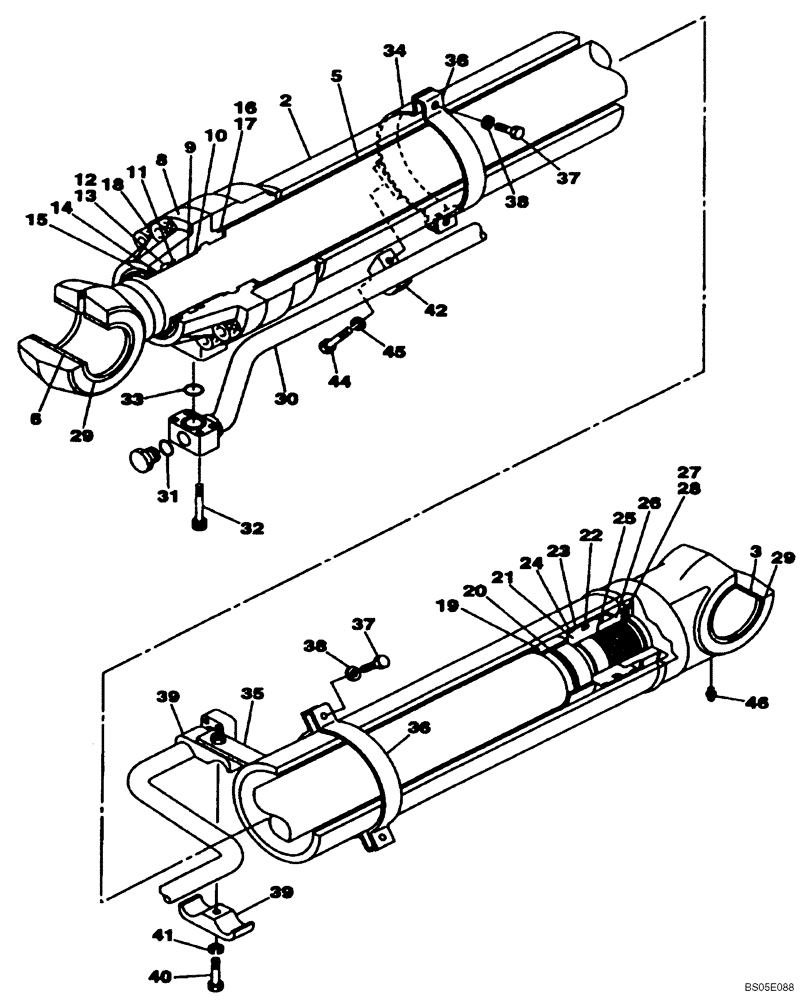 Схема запчастей Case CX460 - (08-95A) - CYLINDER ASSY, BOOM, LEFT HAND - MODELS WITH LOAD HOLD (08) - HYDRAULICS