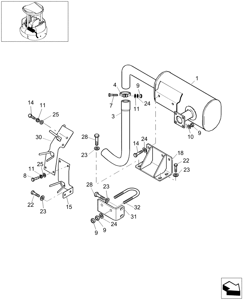 Схема запчастей Case CX22B - (0.002[02]) - MUFFLER (10) - ENGINE