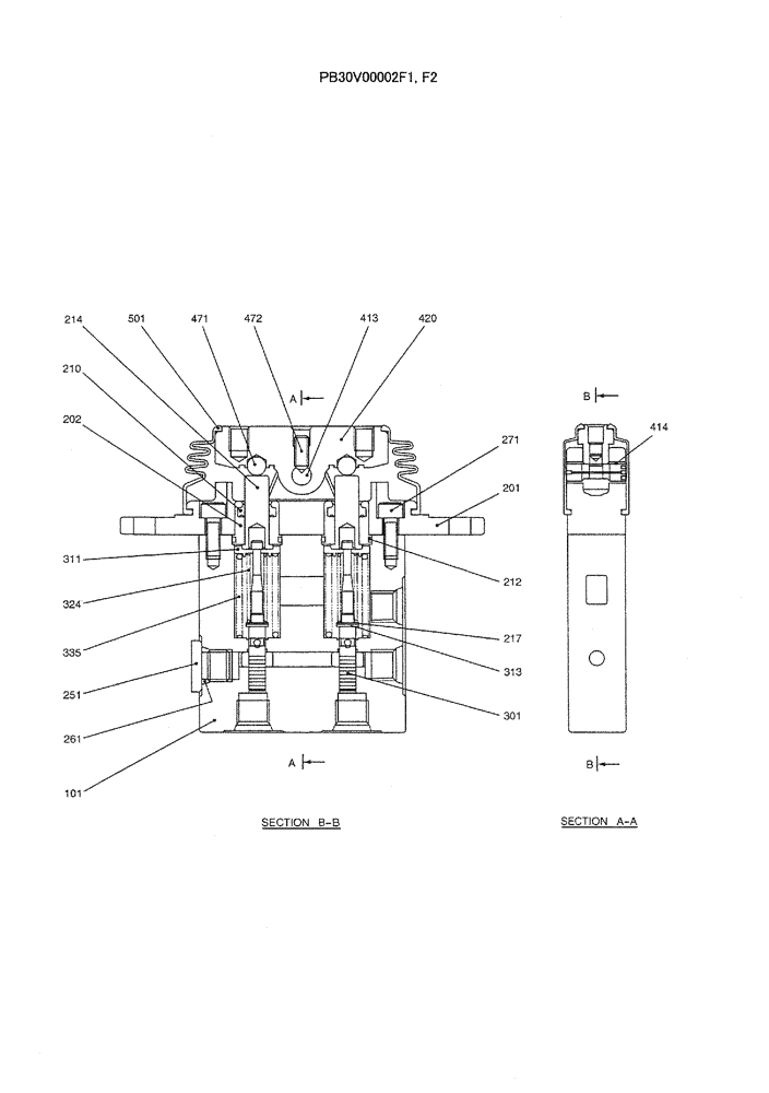 Схема запчастей Case CX36B - (07-042) - VALVE ASSY, PILOT, P/N PB30V00002F1, F2 ELECTRICAL AND HYDRAULIC COMPONENTS