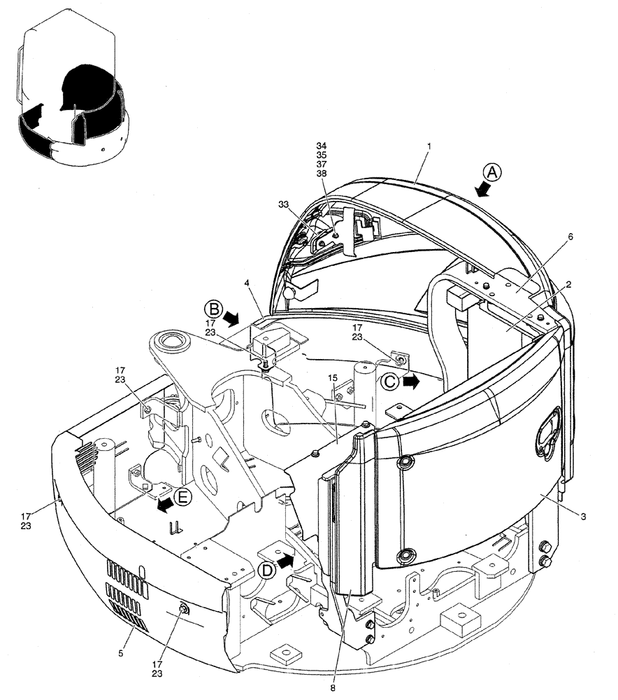 Схема запчастей Case CX27B PV13 - (01-067) - GUARD INSTAL (CAB), P/N PM21C00024F1 (05) - SUPERSTRUCTURE