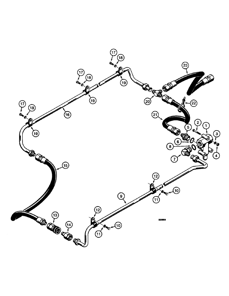 Схема запчастей Case W14 - (474) - BACKHOE HYDRAULIC CIRCUIT, RELIEF VALVE TO BACKHOE RETURN (08) - HYDRAULICS