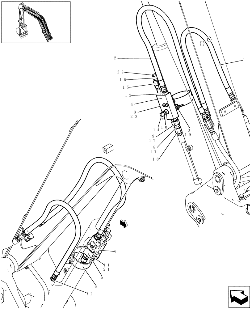 Схема запчастей Case CX31B - (856-18[1]) - HYD LINES, BOOM (BOOM SAFETY) (35) - HYDRAULIC SYSTEMS