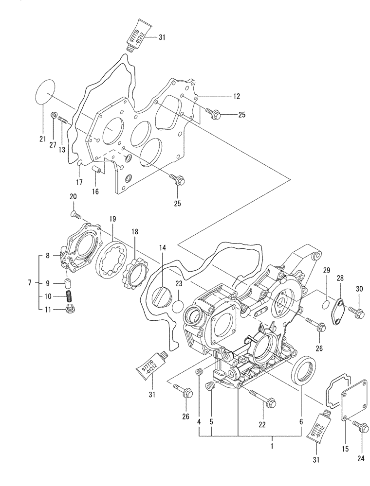 Схема запчастей Case CX27B - (08-002) - GEAR HOUSING (10) - ENGINE