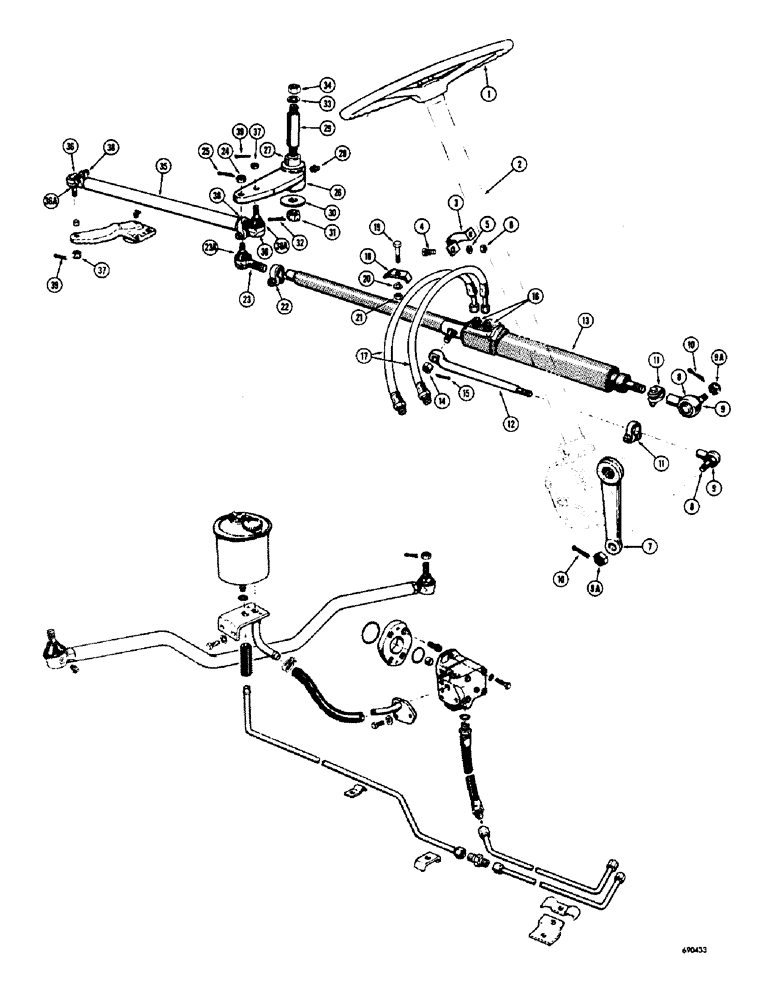 Схема запчастей Case W7 - (142) - STEERING GEAR LINKAGE (05) - STEERING