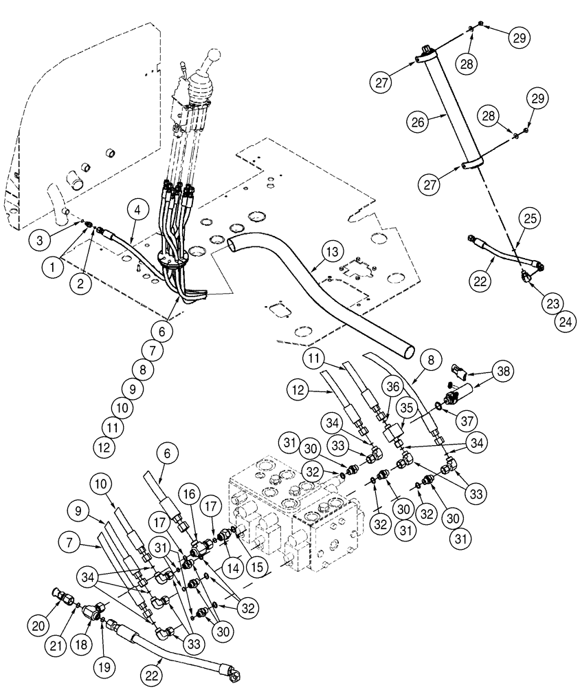 Схема запчастей Case 521D - (08-34) - HYDRAULICS - LOADER CONTROL, REMOTE (08) - HYDRAULICS