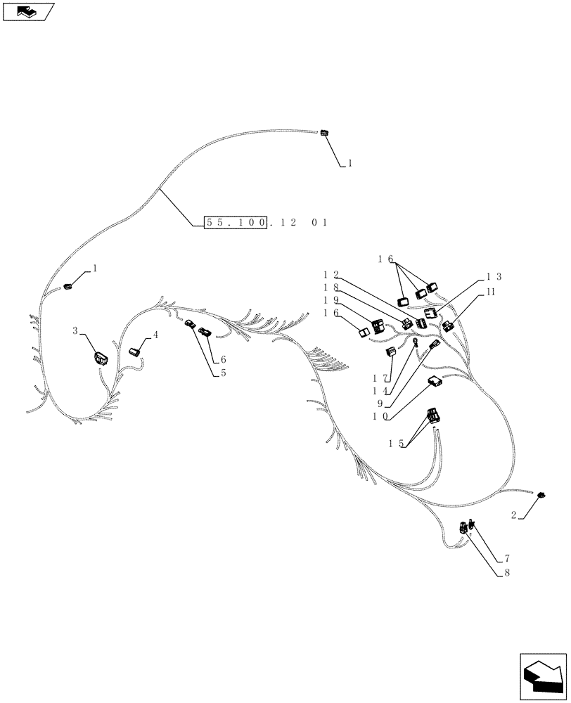 Схема запчастей Case 721F - (55.100.12[03]) - HARNESS, MAIN CAB (55) - ELECTRICAL SYSTEMS