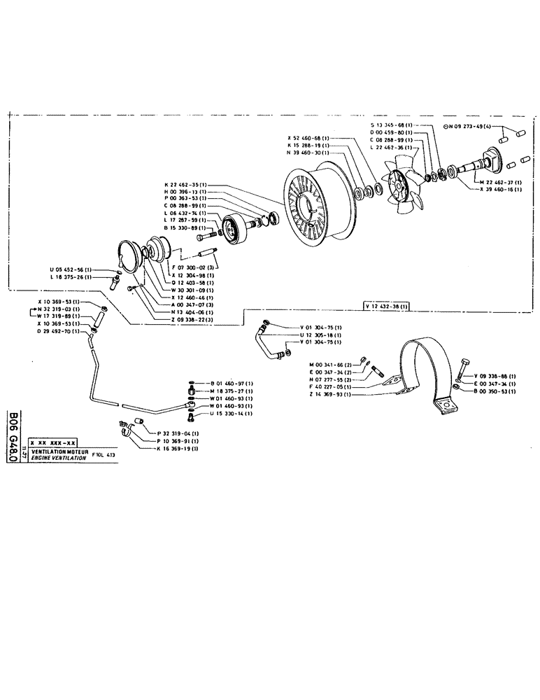 Схема запчастей Case 220 - (068) - ENGINE VENTILATION (01) - ENGINE