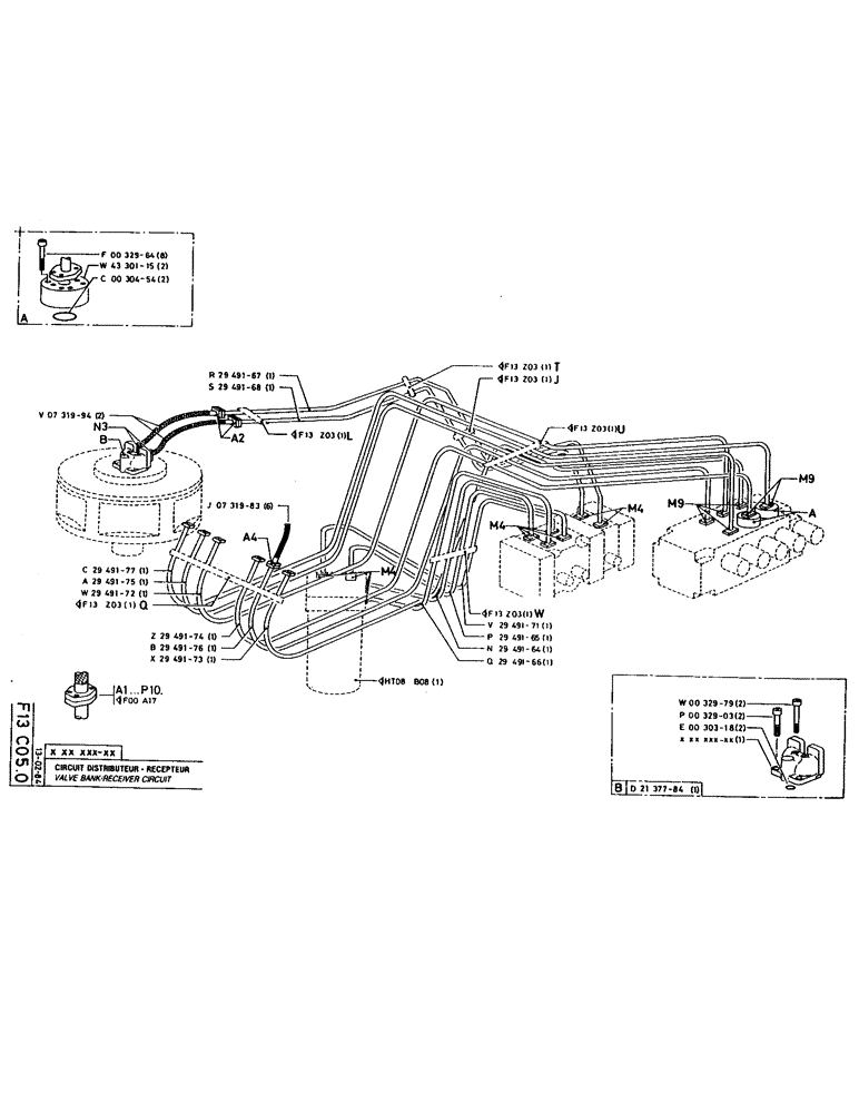 Схема запчастей Case 220 - (105) - VALVE BANK/RECEIVER CIRCUIT (07) - HYDRAULIC SYSTEM