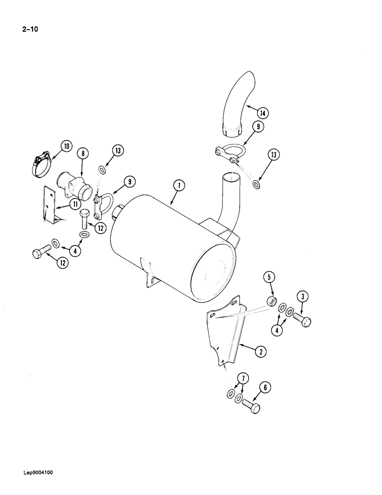 Схема запчастей Case 688 - (2-10) - MUFFLER AND EXHAUST SYSTEM, P.I.N. FROM 11654 AND AFTER (02) - ENGINE