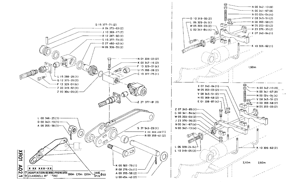 Схема запчастей Case 75C - (XR01 A02.1) - CLAMSHELL MOUNTING - 1,60 M 2,10 M 2,60 M, PIN Ø 60 (18) - ATTACHMENT ACCESSORIES