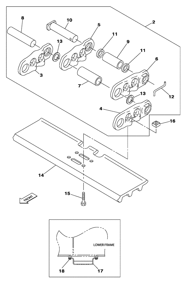 Схема запчастей Case CX350C - (05-007[00]) - TRACK - 800 MM - FOOTSTEP (11) - TRACKS/STEERING